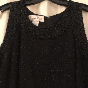vintage Laurence Kazar silk blk beaded dress.  6